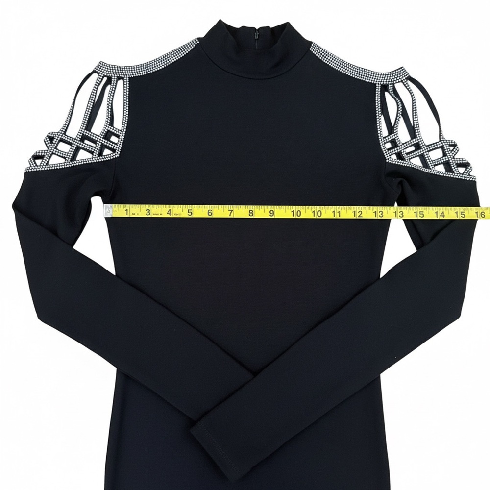 Miss Moi Luxury Long Sleeve Women Tops With Crystals Rhinestones Size Medium - Picture 12 of 12